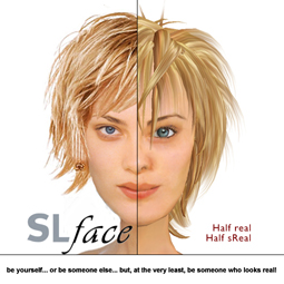Half and Half ad compares a SLface FacePlus package with a RL photosource